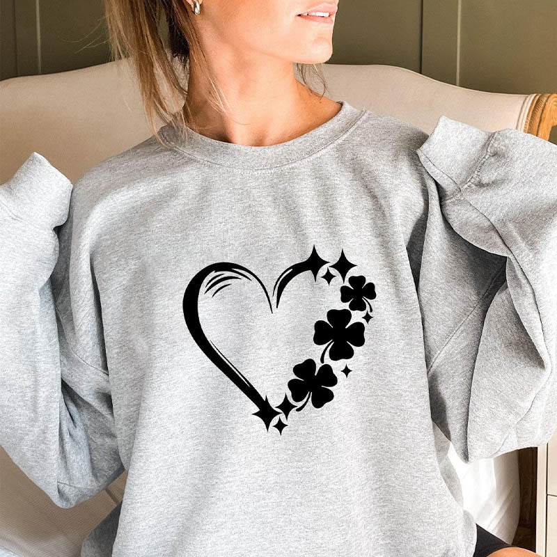 Sweatshirt mit vierblättrigem Kleeblatt in Übergröße - Hellgrau - 3XL - image 1