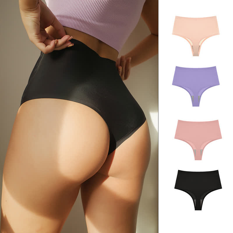 Nahtloser Tanga aus Eisseide mit hoher Taille in Übergröße (3er-Pack)