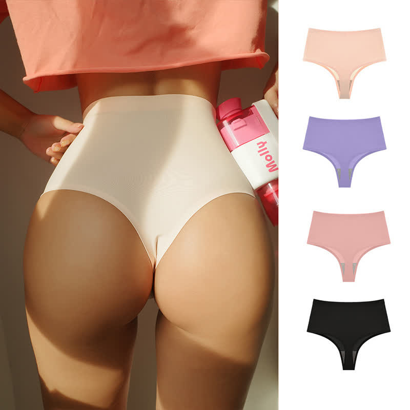 Nahtloser Tanga aus Eisseide mit hoher Taille in Übergröße (3er-Pack)