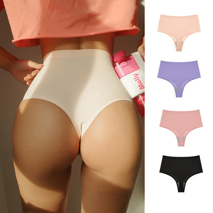 Nahtloser Tanga aus Eisseide mit hoher Taille in Übergröße (3er-Pack)
