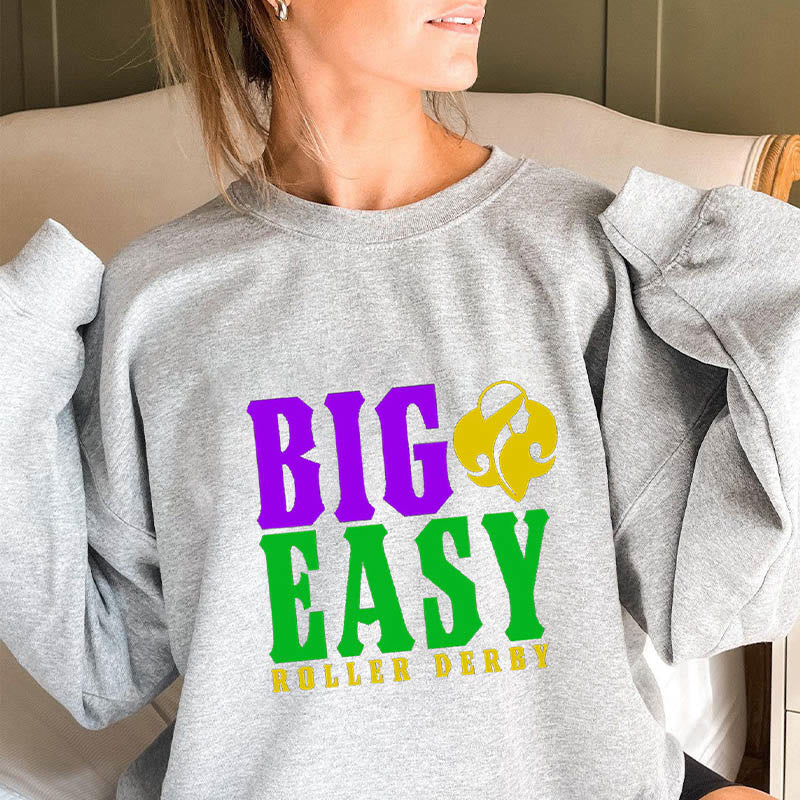 Großes, einfaches Roller-Derby-Sweatshirt in Übergröße - Hellgrau - 3XL - image 1