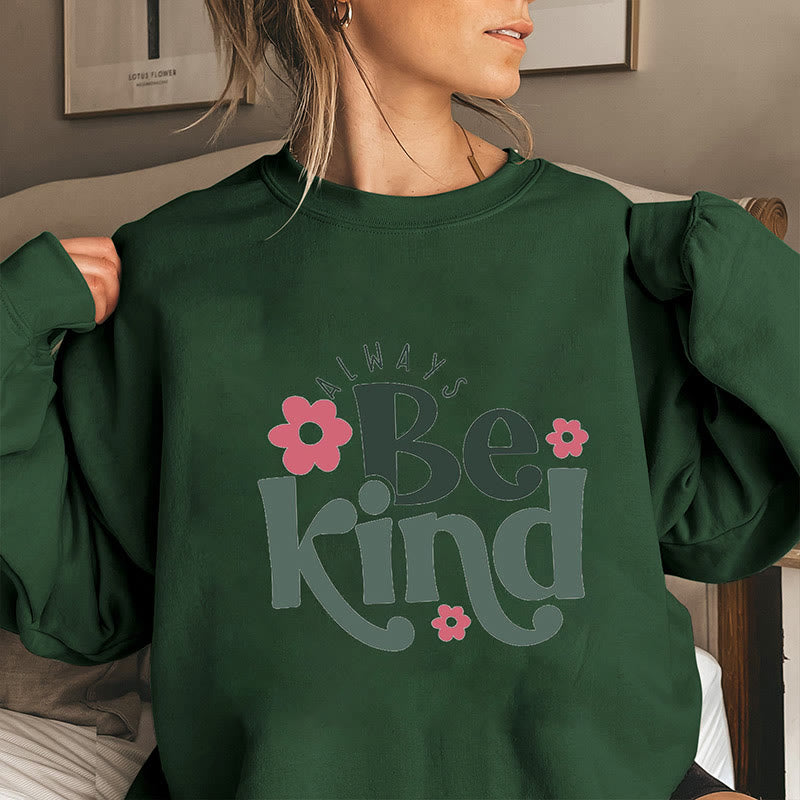 Sweatshirt „Always Be Kind“ in Übergröße - Dunkelgrün - 3XL - image 4