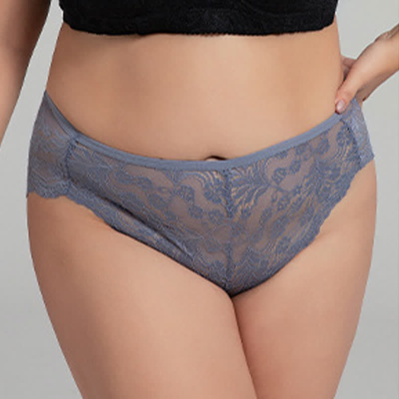 Sexy, halbtransparente Spitzenhöschen mit hoher Taille in Übergröße (3er-Pack)