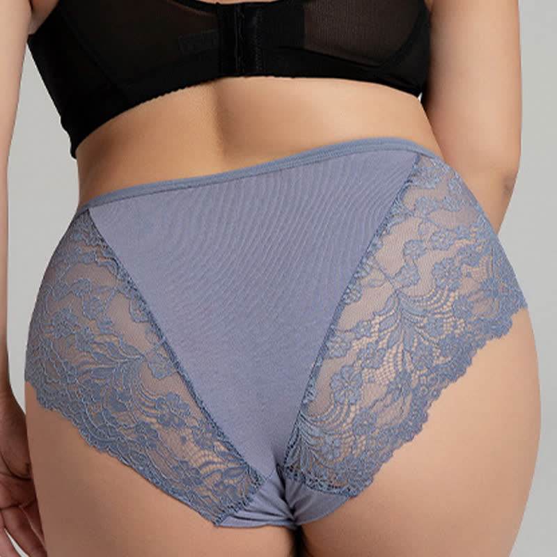 Sexy, halbtransparente Spitzenhöschen mit hoher Taille in Übergröße (3er-Pack)