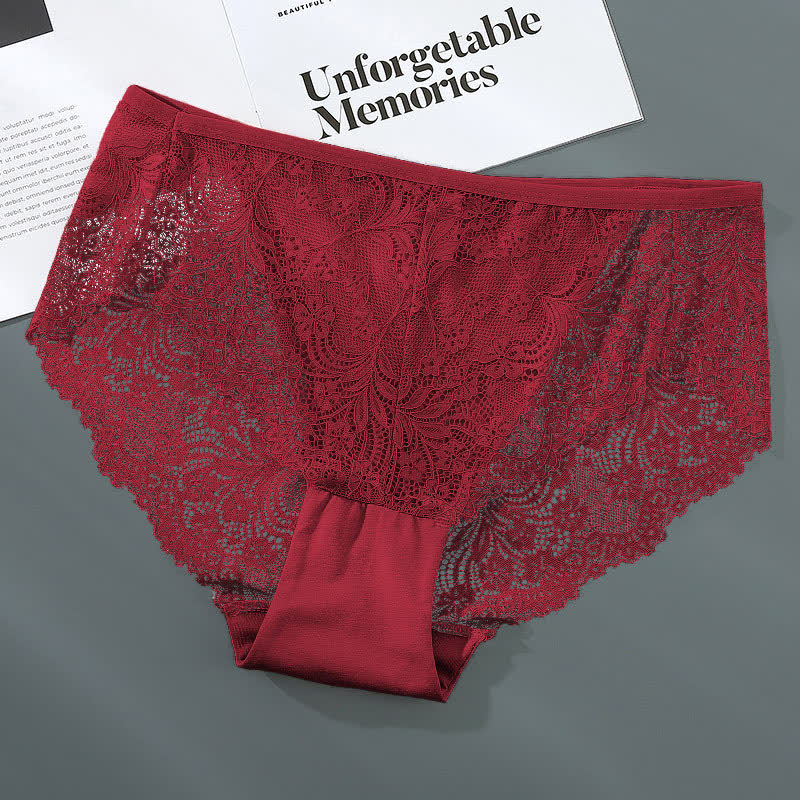 Sexy, halbtransparente Spitzenhöschen mit hoher Taille in Übergröße (3er-Pack)