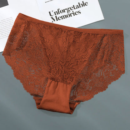 Sexy, halbtransparente Spitzenhöschen mit hoher Taille in Übergröße (3er-Pack)
