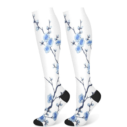 Kompressionsstrümpfe mit Ginkgoblättern und Pflaumenblüten (3 Paar) - Weiß (1 Paar) - S/M - image 6