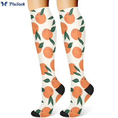 Kompressionsstrümpfe mit Kiwi- und Bananenmotiv sowie Orange (3 Paar) - image 2