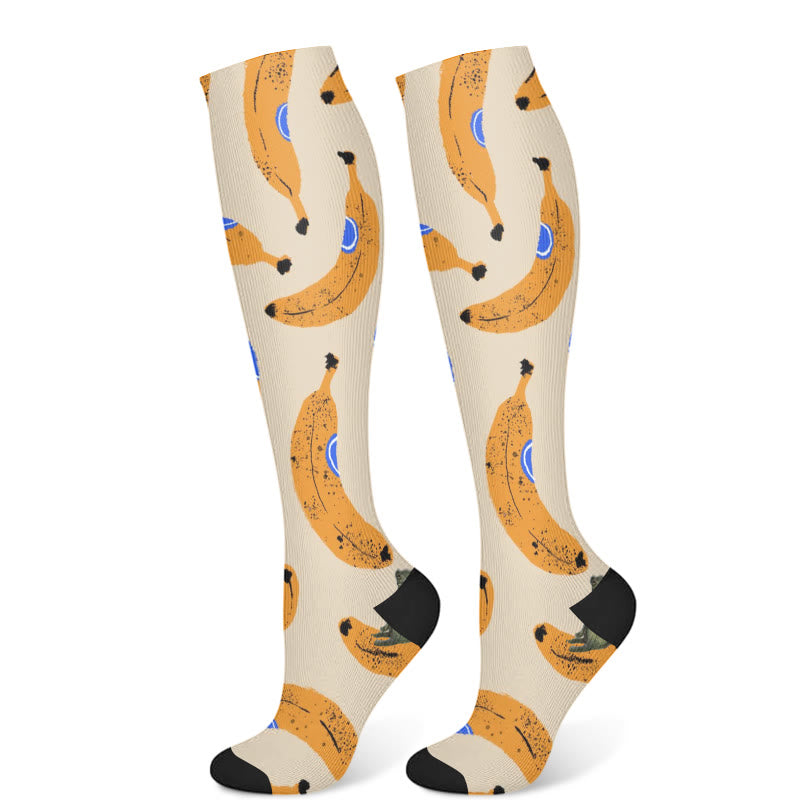 Kompressionsstrümpfe mit Kiwi- und Bananenmotiv sowie Orange (3 Paar) - Banane (1 Paar) - S/M - image 7