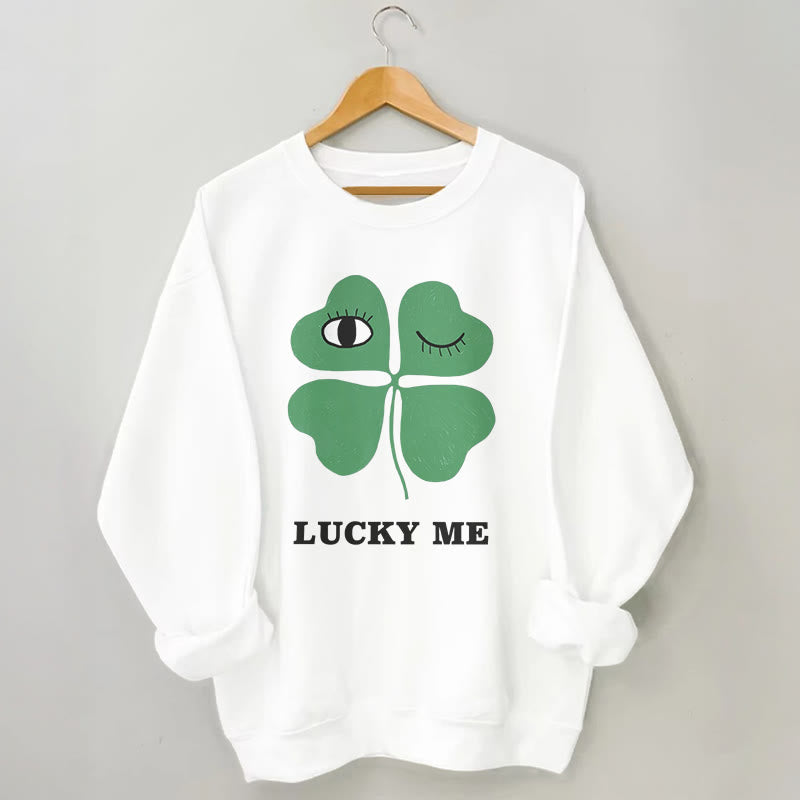 Sweatshirt „Lucky Me“ in Übergröße - Weiß - 3XL - image 4