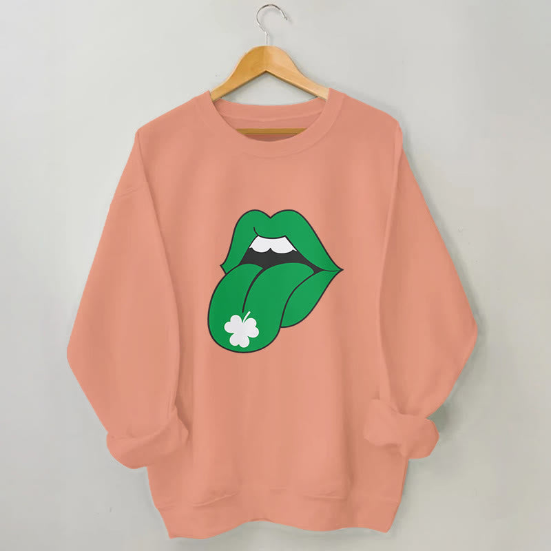Sweatshirt mit grünen Lippen in Übergröße