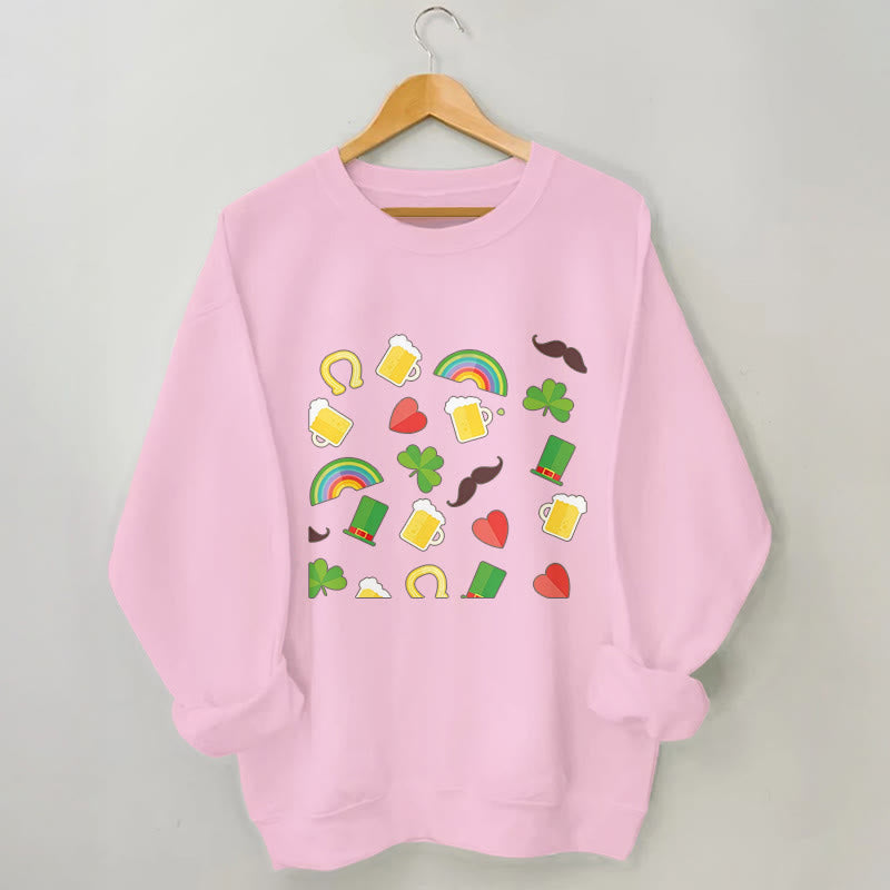 Sweatshirt mit Regenbogen-Bier-Print in Übergröße - Rosa - 3XL - image 4