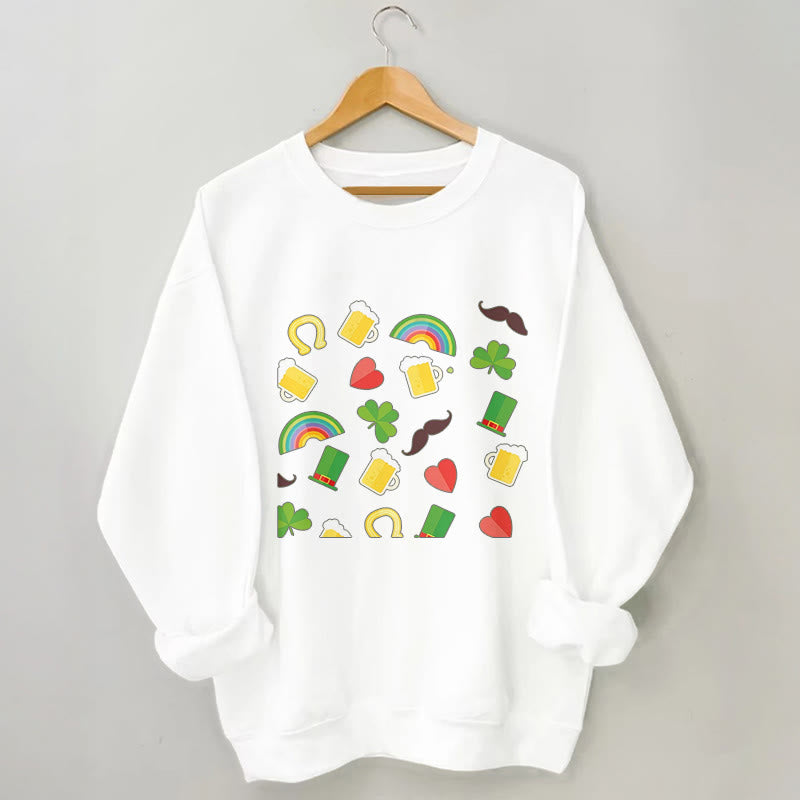 Sweatshirt mit Regenbogen-Bier-Print in Übergröße - Weiß - 3XL - image 3