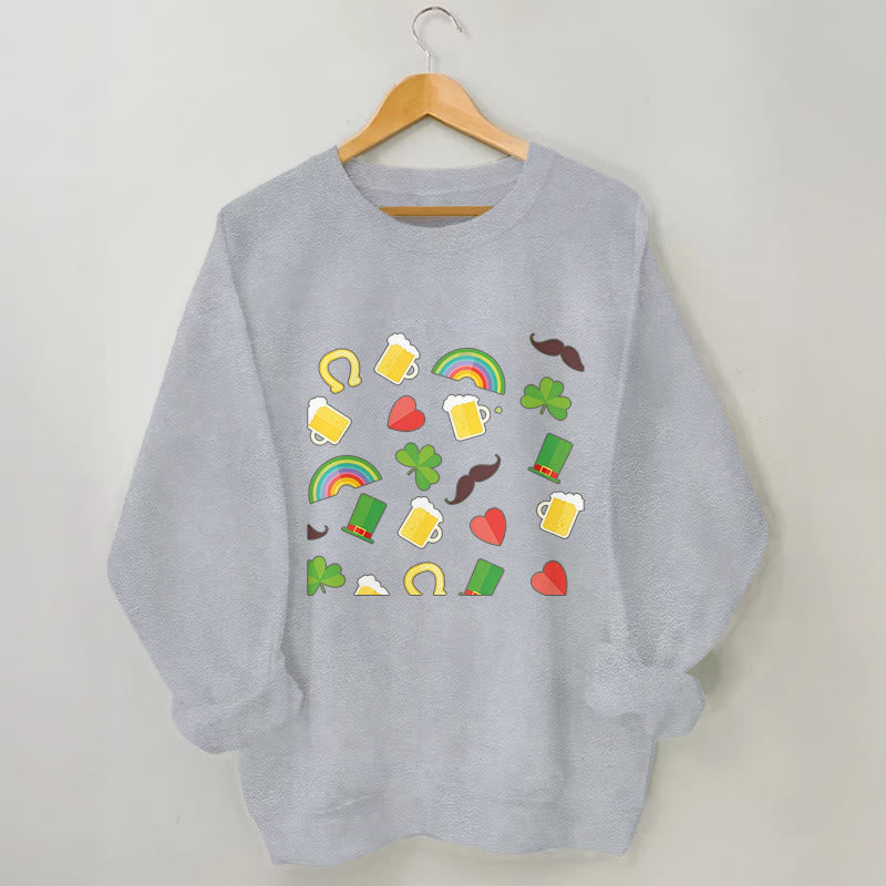 Sweatshirt mit Regenbogen-Bier-Print in Übergröße - Grau - 3XL - image 1