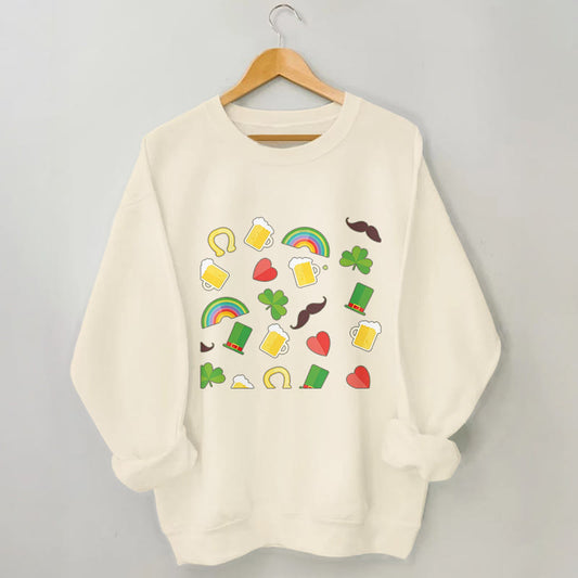 Sweatshirt mit Regenbogen-Bier-Print in Übergröße - Aprikose - 3XL - image 1