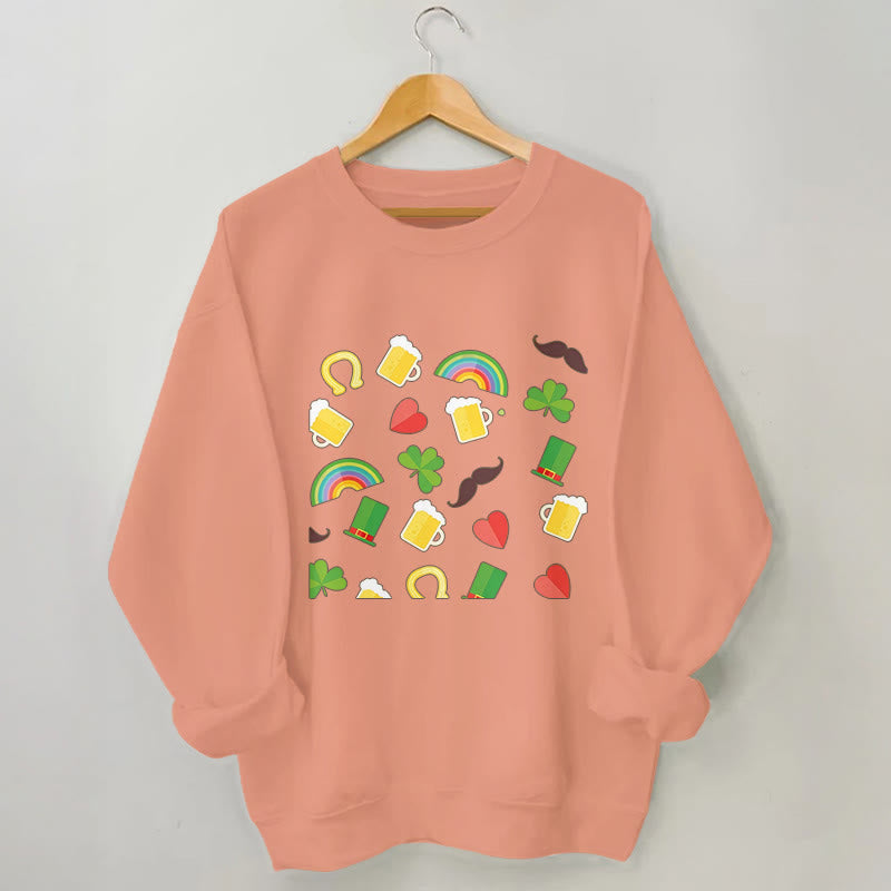 Sweatshirt mit Regenbogen-Bier-Print in Übergröße - Orange - 3XL - image 5