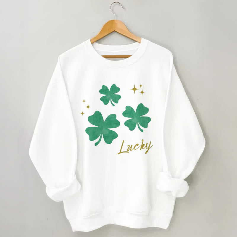 Sweatshirt mit vierblättrigem Kleeblatt in Übergröße - Weiß - 3XL - image 3