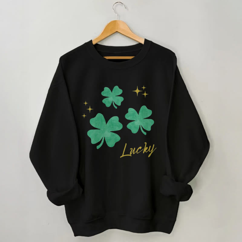 Sweatshirt mit vierblättrigem Kleeblatt in Übergröße - Schwarz - 3XL - image 3