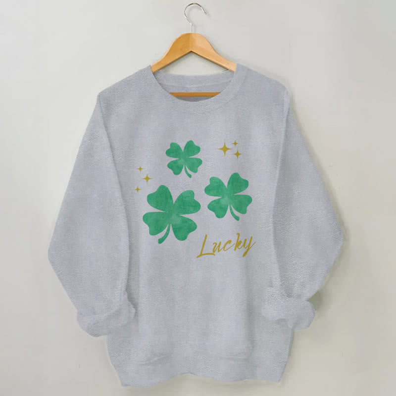 Sweatshirt mit vierblättrigem Kleeblatt in Übergröße - Grau - 3XL - image 1