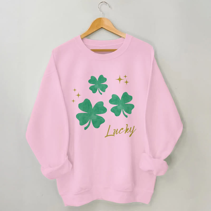 Sweatshirt mit vierblättrigem Kleeblatt in Übergröße - Rosa - 3XL - image 4