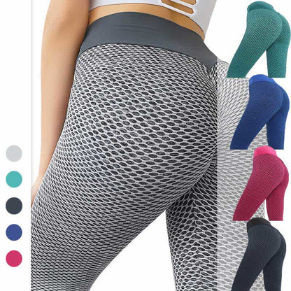 Leggings mit hohem Bund und Wabenmuster für Yoga und Fitness - image 0