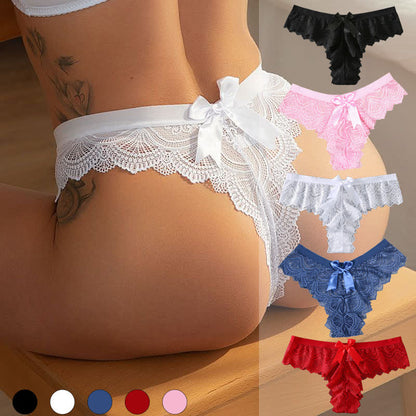 Sexy Low Rise-Tanga aus Spitze mit Schleife (3er-Pack)