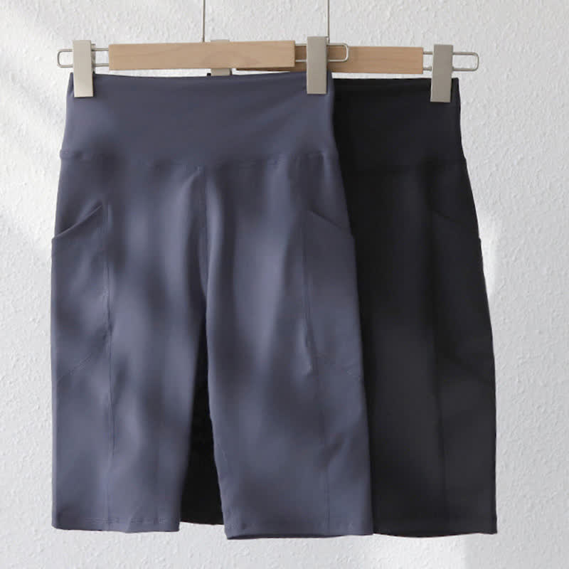 Yoga-Shorts mit hohem Bund, Hüftlift und Seitentaschen - image 4