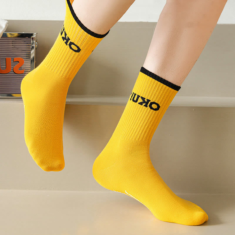 Übergröße, klassische Viertelsocken mit farbigen Wörtern (5 Paar)