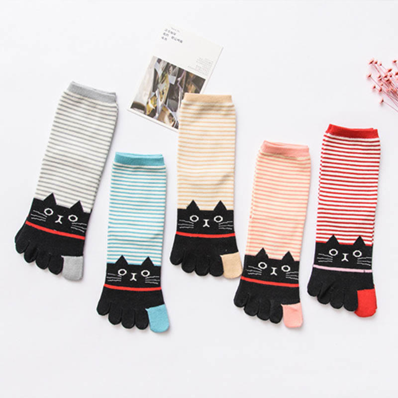 Gestreifte Socken zur Ausrichtung des Katzenviertels (5 Paar) - Mehrfarbig - EU37-40 (US4-7) - image 8