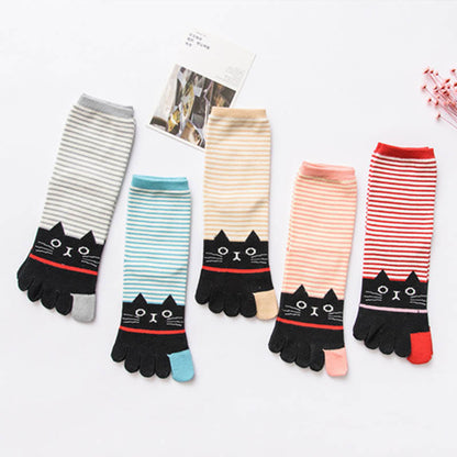 Gestreifte Socken zur Ausrichtung des Katzenviertels (5 Paar) - Mehrfarbig - EU37-40 (US4-7) - image 8