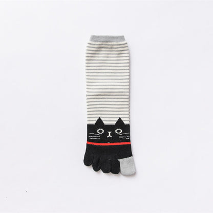Gestreifte Socken zur Ausrichtung des Katzenviertels (5 Paar) - Grau - EU37-40 (US4-7) - image 11