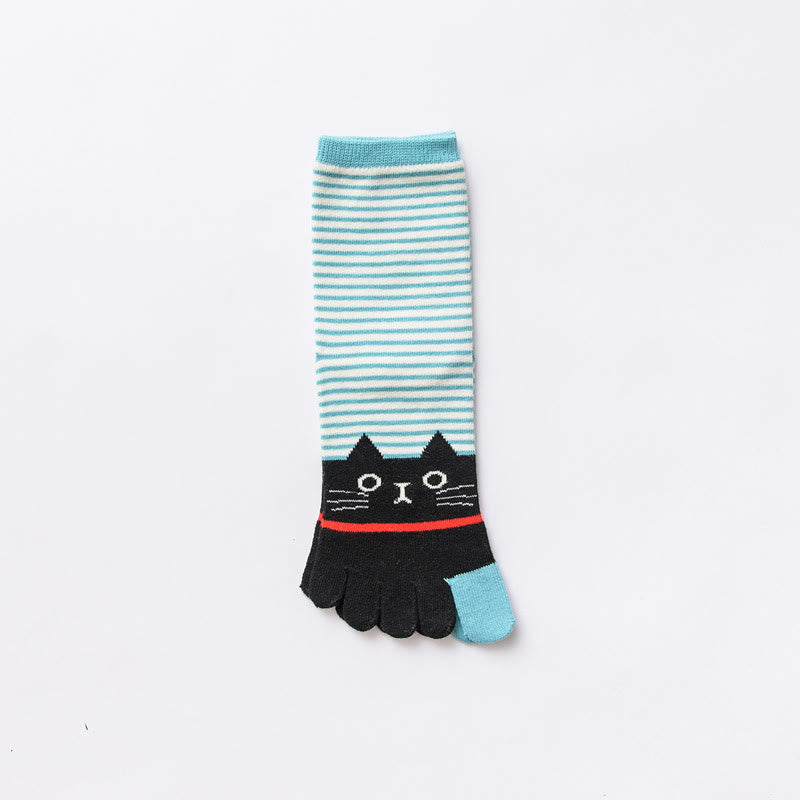 Gestreifte Socken zur Ausrichtung des Katzenviertels (5 Paar) - Blau - EU37-40 (US4-7) - image 9