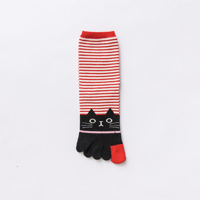 Gestreifte Socken zur Ausrichtung des Katzenviertels (5 Paar) - Rot - EU37-40 (US4-7) - image 12
