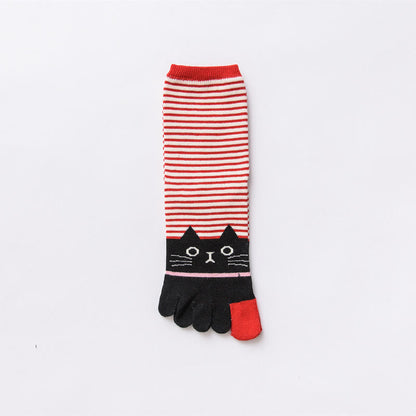 Gestreifte Socken zur Ausrichtung des Katzenviertels (5 Paar) - Rot - EU37-40 (US4-7) - image 12