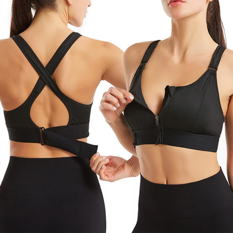 Bügelloser Sport-BH mit Frontreißverschluss in Übergröße - Schwarz - 5XL - image 4