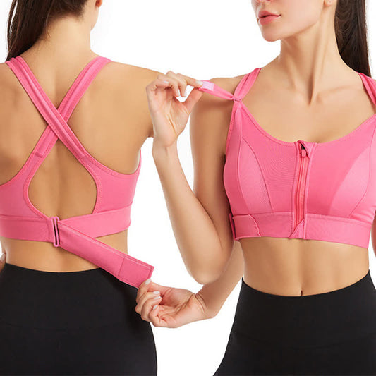 Bügelloser Sport-BH mit Frontreißverschluss in Übergröße - Rosa - 5XL - image 0