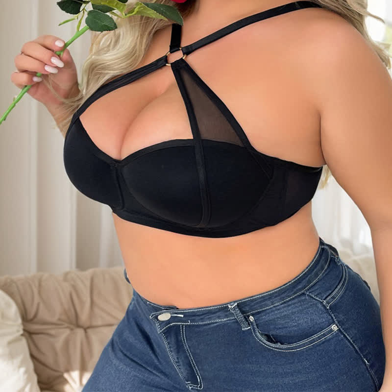 Sexy Dünner Push-Up-Bügel-BH mit gekreuzten Bügeln