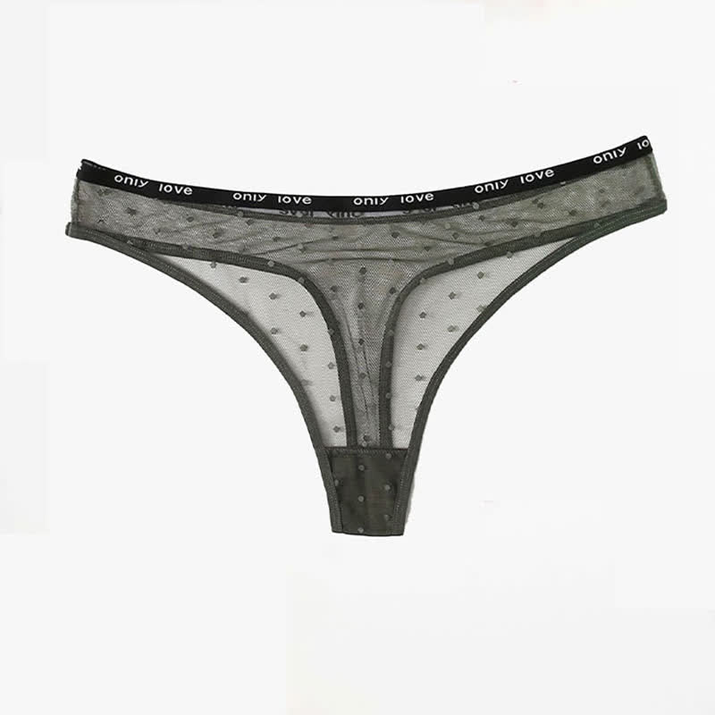 Sexy Tanga aus gepunktetem Netzstoff (3er-Pack) - Dunkelgrün - 4XL - image 4