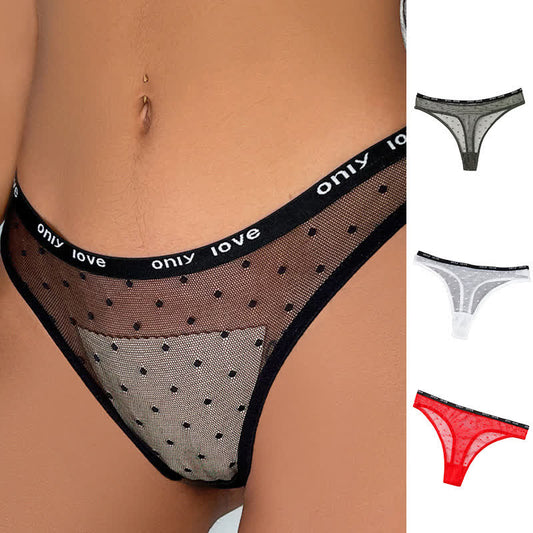 Sexy Tanga aus gepunktetem Netzstoff (3er-Pack) - image 0