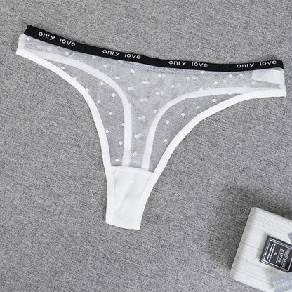 Sexy Tanga aus gepunktetem Netzstoff (3er-Pack) - Weiß - 4XL - image 5