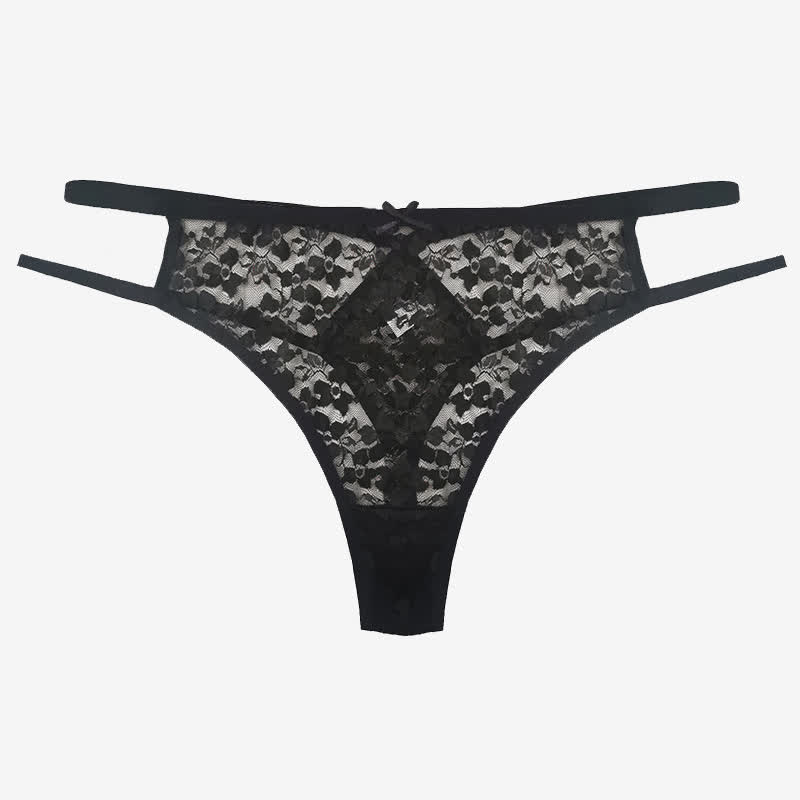 Sexy transparenter Spitzen-Taillen-String mit Hohlsaum (3er-Pack)