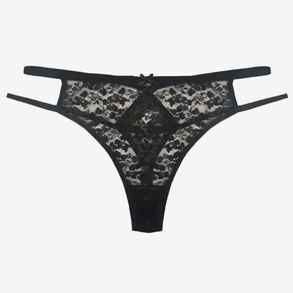 Sexy transparenter Spitzen-Taillen-String mit Hohlsaum (3er-Pack)