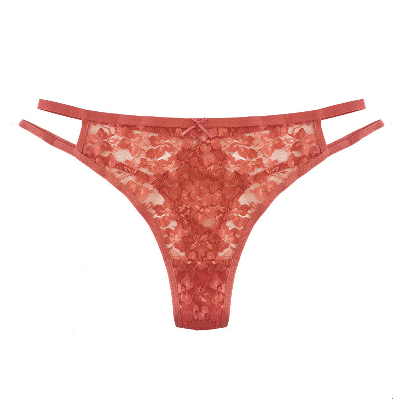 Sexy transparenter Spitzen-Taillen-String mit Hohlsaum (3er-Pack)