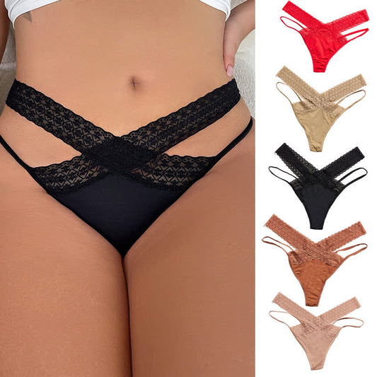 Tief sitzender Spitzen-String mit gekreuzten Hohlsaum (3er-Pack)