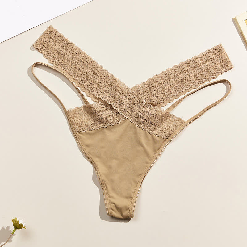 Tief sitzender Spitzen-String mit gekreuzten Hohlsaum (3er-Pack)