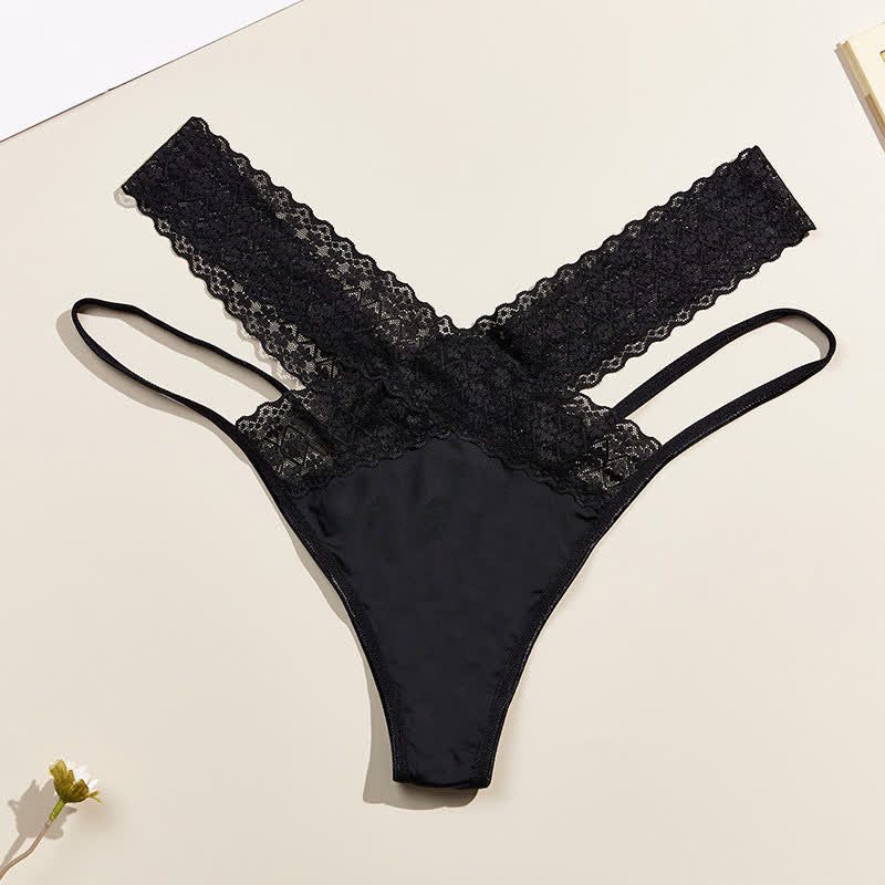 Tief sitzender Spitzen-String mit gekreuzten Hohlsaum (3er-Pack)