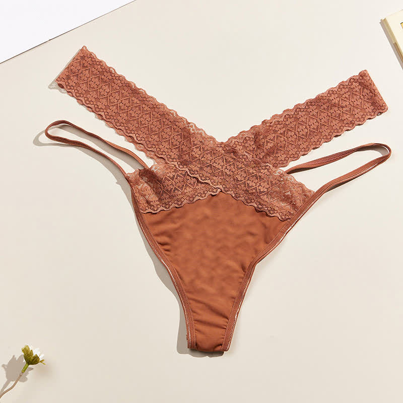Tief sitzender Spitzen-String mit gekreuzten Hohlsaum (3er-Pack)