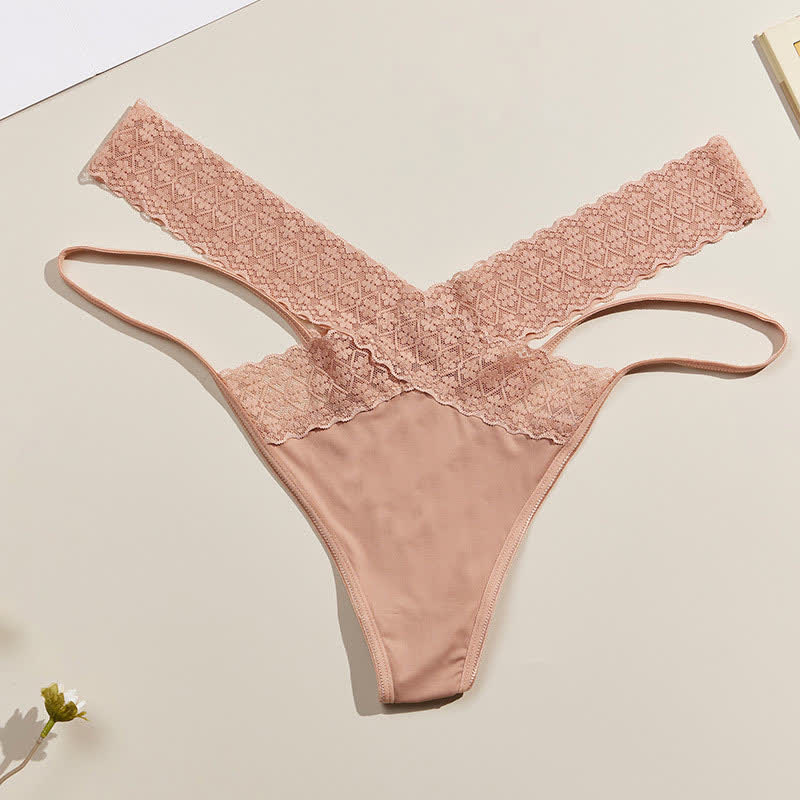 Tief sitzender Spitzen-String mit gekreuzten Hohlsaum (3er-Pack)