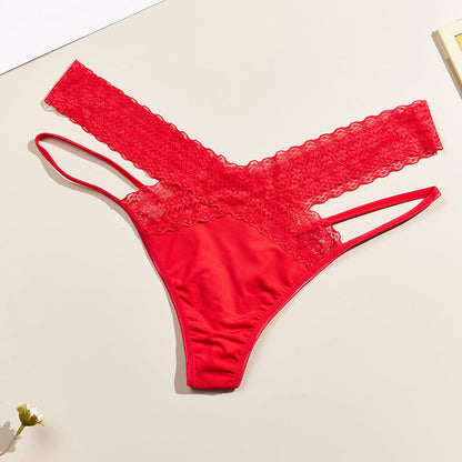 Tief sitzender Spitzen-String mit gekreuzten Hohlsaum (3er-Pack)