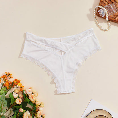 Sexy Slips aus Eisseide mit Spitzenbesatz und mittlerer Taille (2er-Pack)